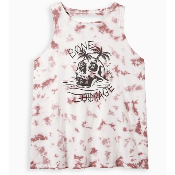 Torrid LoveSick Tie Dye Skull Island Bone Voyage Tank Slashed Back Plus Size 2X - Picture 2 of 5